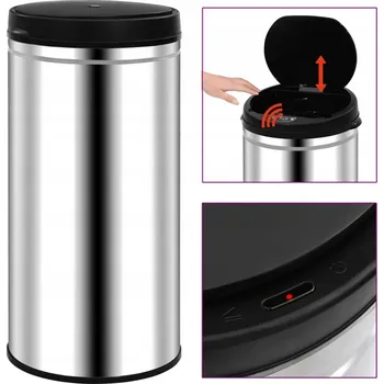 Odpadkový koš Odpadkový koš kovový VidaXL 70 l stříbrný