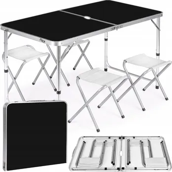 Zahradní stůl Turistický stůl Heckermann černý MDF s nastavitelnou výškou