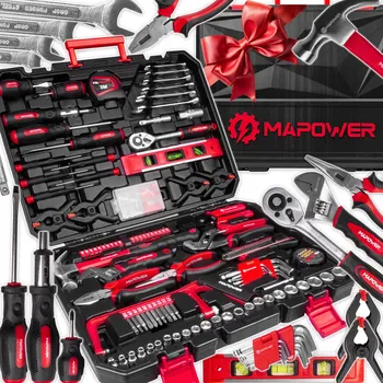 Sada nářadí Sada ručního nářadí MAPOWER 168 dílů, chrom-vanadová ocel