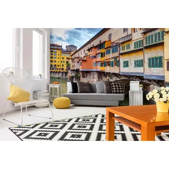 Fototapeta DIMEX | Samolepicí vliesová fototapeta na zeď Ponte Vecchio, Florencie MA-5-1189 | 375 x 250 cm | zelená, vícebarevná, béžová, žlutá, oranžová + Samolepicí vliesová fototapeta na stěnu DIMEX Ponte Vecchio, Florencie MA51189 v rozměru 375 x 250 cm