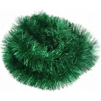 Vánoční dekorace Goliat Zelený vánoční řetěz 3m z metalizované fólie POLSKÁ VÝROBA