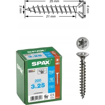 Vrut Univerzální vrut do dřeva spax 3,5 x 25 A2 TX, 200 ks (mini balení)