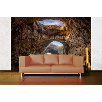 Fototapeta DIMEX | Samolepicí vliesová fototapeta na zeď Nádherný pohled z jeskyně MA-5-1662 | 375 x 250 cm | oranžová, hnědá, šedá + Samolepicí vliesová fototapeta na stěnu DIMEX Nádherný pohled z jeskyně MA51662 v rozměru 375 x 250 cm