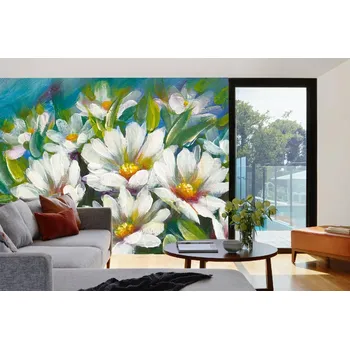 Fototapeta DIMEX | Samolepicí vliesová fototapeta na zeď Malba - Divoká louka MA-5-1977 | 375 x 250 cm | zelená, modrá, bílá + Samolepicí vliesová fototapeta na stěnu DIMEX Malba - Divoká louka MA51977 v rozměru 375 x 250 cm