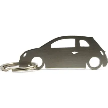 Fiat 500 3d klíčenka z nerezové oceli