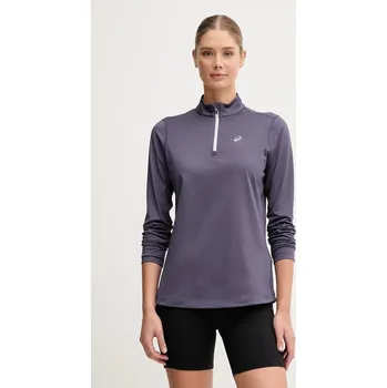 Pánské tričko Sportovní tričko s dlouhým rukávem Asics fialová barva, s pologolfem, 2012D294 45X, vel. XS
