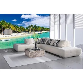 Fototapeta DIMEX | Samolepicí vliesová fototapeta na zeď Mauricius MA-5-1937 | 375 x 250 cm | zelená, modrá, bílá + Samolepicí vliesová fototapeta na stěnu DIMEX Mauricius MA51937 v rozměru 375 x 250 cm