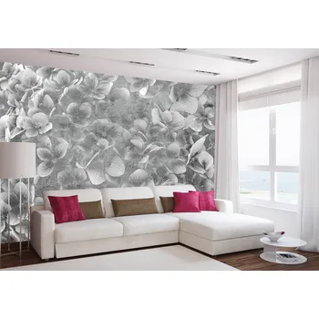 Fototapeta DIMEX | Samolepicí vliesová fototapeta na zeď Abstrakt květy jabloně III. MA-5-0356 | 375 x 250 cm | šedá + Samolepicí vliesová fototapeta na stěnu DIMEX Abstrakt květy jabloně III. MA50356 v rozměru 375 x 250 cm