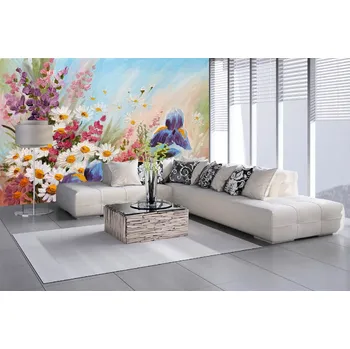 Fototapeta DIMEX | Samolepicí vliesová fototapeta na zeď Malba - Olejomalba MA-5-1974 | 375 x 250 cm | zelená, fialová, růžová + Samolepicí vliesová fototapeta na stěnu DIMEX Malba - Olejomalba MA51974 v rozměru 375 x 250 cm