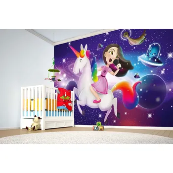 Fototapeta DIMEX | Samolepicí vliesová fototapeta na zeď Jednorožec ve vesmíru MA-5-1415 | 375 x 250 cm | modrá, fialová, růžová + Samolepicí vliesová fototapeta na stěnu DIMEX Jednorožec ve vesmíru MA51415 v rozměru 375 x 250 cm