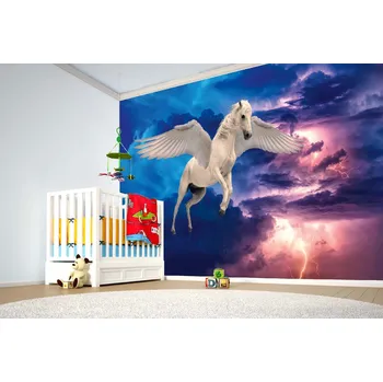 Fototapeta DIMEX | Samolepicí vliesová fototapeta na zeď Legendární Pegas MA-5-1245 | 375 x 250 cm | modrá, fialová, růžová + Samolepicí vliesová fototapeta na stěnu DIMEX Legendární Pegas MA51245 v rozměru 375 x 250 cm