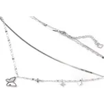 Náhrdelník z nerezové oceli dvojitý motýl s perletí Balení: 1 ks, Varianta: stříbrná - 8596475297158