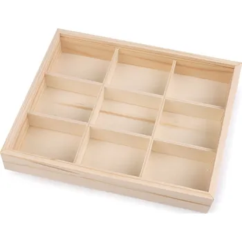 Úložný box Dřevěný box / organizér s posuvným víkem Balení: 1 ks, Varianta: přírodní sv. - 8596475395281
