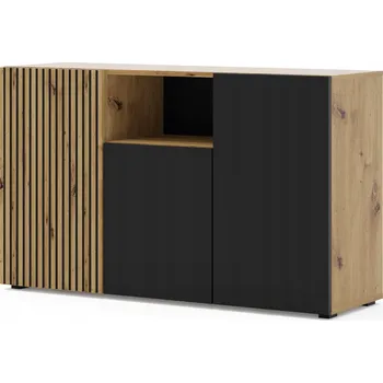 Komoda Komoda AURIS 3D 135 cm dub artisan / černá matná