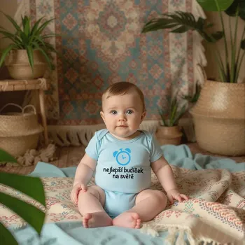 Kojenecký body Body NEJLEPŠÍ BUDÍČEK NA SVĚTĚ - MODRÁ Barva: Modrá, Velikost: 62 (0-3 měsíců)