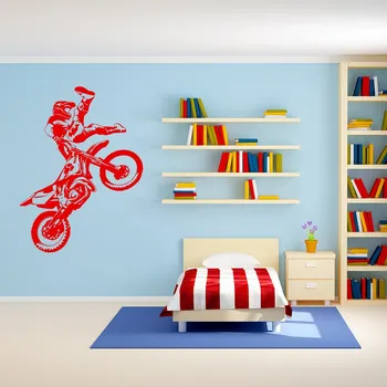 Samolepící dekorace Živá Zeď Samolepka na zeď Freestyle Motocross Barva: červená, Velikost: 44 x 60 cm