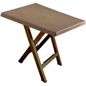 Zahradní stůl MEGA PLAST Mega Plast, plastový skládací stůl LEO, rozměr 70 x 70 cm, mocca + AKCE 1+1 ZDARMA