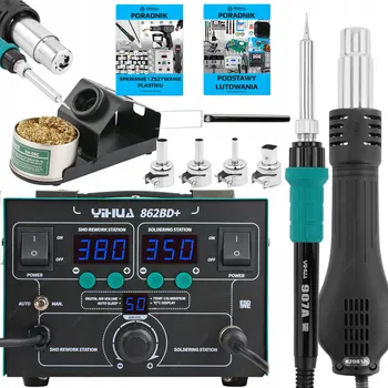 Páječka SADA HORKOVZDUŠNÁ PÁJECÍ STANICE 2v1 YIHUA 862BD+ 750W SVAŘOVNA PLASTŮ