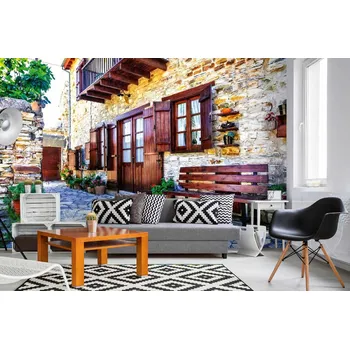 Fototapeta DIMEX | Samolepicí vliesová fototapeta na zeď Vesnice Lefkara MA-5-0759 | 375 x 250 cm | zelená, hnědá, šedá + Samolepicí vliesová fototapeta na stěnu DIMEX Vesnice Lefkara MA50759 v rozměru 375 x 250 cm