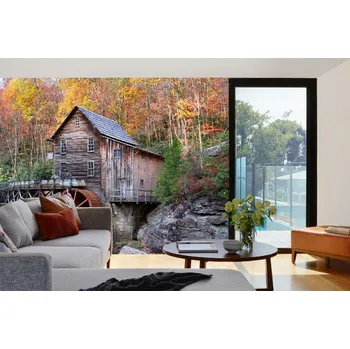 Fototapeta DIMEX | Samolepicí vliesová fototapeta na zeď Opuštěný dům MA-5-2045 | 375 x 250 cm | zelená, oranžová, hnědá, šedá + Samolepicí vliesová fototapeta na stěnu DIMEX Opuštěný dům MA52045 v rozměru 375 x 250 cm