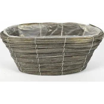 Zahrada DUE ESSE DUE ESSE, Proutěný oválný květináč 31 x 17 cm, šedý