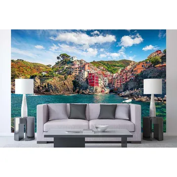 Fototapeta DIMEX | Samolepicí vliesová fototapeta na zeď Krásné město Liguria MA-5-1941 | 375 x 250 cm | zelená, modrá, červená, bílá + Samolepicí vliesová fototapeta na stěnu DIMEX Krásné město Liguria MA51941 v rozměru 375 x 250 cm
