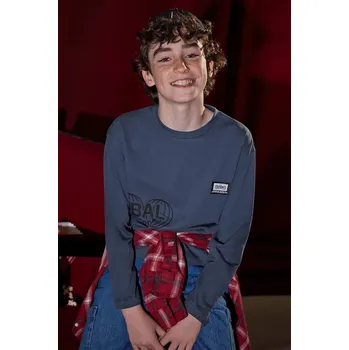 Chlapecké tričko Bavlněné tričko s dlouhým rukávem Mayoral 7014.7F.Junior.9BYA modrá 95X, vel. 172