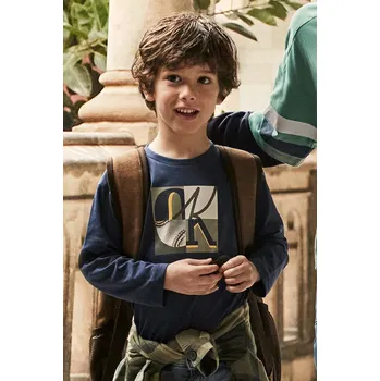 Dívčí tričko Bavlněné tričko s dlouhým rukávem Mayoral 4076.5A.Mini.9BYA námořnická modř 59X, vel. 116