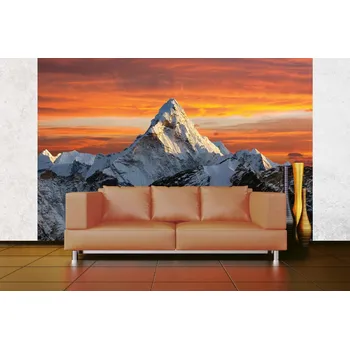 Fototapeta DIMEX | Samolepicí vliesová fototapeta na zeď Pohled na západ slunce MA-5-1643 | 375 x 250 cm | bílá, černá, oranžová + Samolepicí vliesová fototapeta na stěnu DIMEX Pohled na západ slunce MA51643 v rozměru 375 x 250 cm