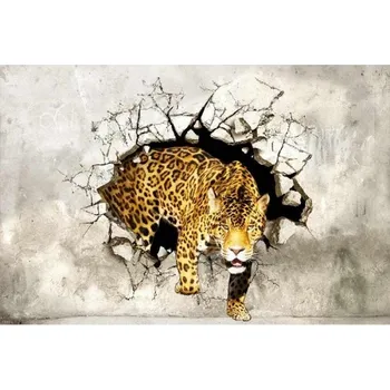 Fototapeta DIMEX | Samolepicí vliesová fototapeta na zeď Panter na lovu MA-5-0233 | 375 x 250 cm | černá, žlutá, šedá + Samolepicí vliesová fototapeta na stěnu DIMEX Panter na lovu MA50233 v rozměru 375 x 250 cm