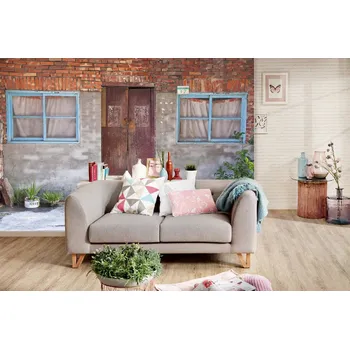 Fototapeta DIMEX | Samolepicí vliesová fototapeta na zeď Cihlový dům MA-5-1177 | 375 x 250 cm | modrá, oranžová, hnědá, šedá + Samolepicí vliesová fototapeta na stěnu DIMEX Cihlový dům MA51177 v rozměru 375 x 250 cm