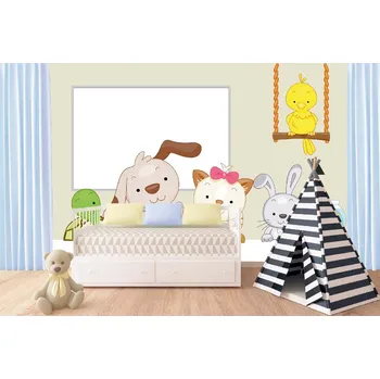 Fototapeta DIMEX | Samolepicí vliesová fototapeta na zeď Zvířata ve škole MA-5-1425 | 375 x 250 cm | žlutá, hnědá, růžová + Samolepicí vliesová fototapeta na stěnu DIMEX Zvířata ve škole MA51425 v rozměru 375 x 250 cm