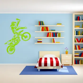 Samolepící dekorace Živá Zeď Samolepka na zeď Freestyle Motocross Barva: zelená, Velikost: 44 x 60 cm