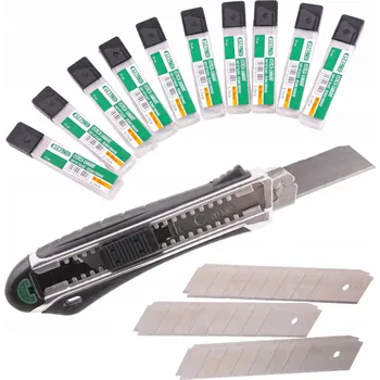 Pracovní nůž Sada NŮŽ NŮŽ tapet S OSTŘÍM ODLAMOVACÍ ČEPELE vyměnitelné 100ks 18mm 5 DÁREK