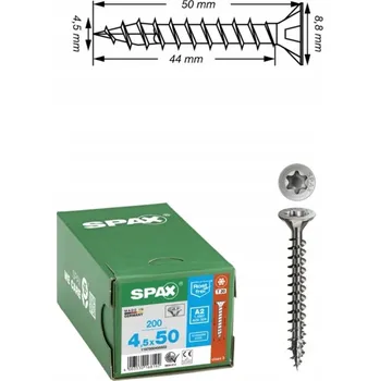 Vrut VRUT DO DŘEVA A2 (200 ks) TX 4,5*50 MM SPAX