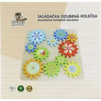Dřevěná hračka BABU - Dřevěná hra s ozubenými kolečky