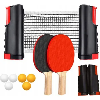 Stolní tenis PŘENOSNÁ SADA NA PING PONG STOLNÍ TENIS: PÁLKY A ROZKLÁDACÍ SÍŤKA