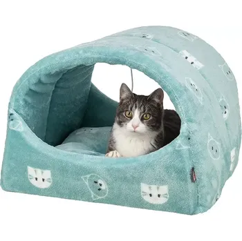 Pelíšek pro kočku TRIXIE Kukaň MIMI s hračkou, 42 x 35 x 35 cm, šalvějová - LIMITOVANÁ NABÍDKA