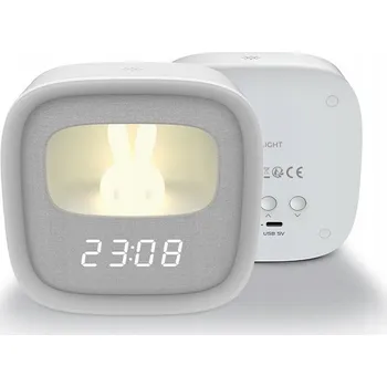 Budík Budík s noční LED lampičkou ve tvaru králíčka PURE FNL-06 AURORA bílý čtvercový Forever