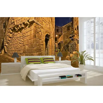 Fototapeta DIMEX | Samolepicí vliesová fototapeta na zeď Středověké město MA-5-0697 | 375 x 250 cm | modrá, hnědá + Samolepicí vliesová fototapeta na stěnu DIMEX Středověké město MA50697 v rozměru 375 x 250 cm