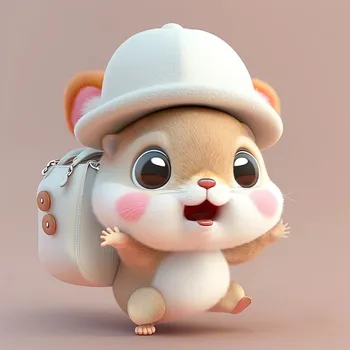 Diamantové malování - Křeček cestovatel 20 x 20 cm