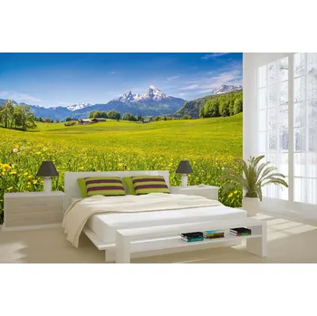 Fototapeta DIMEX | Samolepicí vliesová fototapeta na zeď Idylický pohled na Alpy MA-5-1714 | 375 x 250 cm | zelená, modrá, šedá + Samolepicí vliesová fototapeta na stěnu DIMEX Idylický pohled na Alpy MA51714 v rozměru 375 x 250 cm