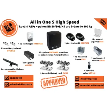 Pohon brány All in One S High Speed - KOVÁNÍ AZPs + Pohon BM30/303/HS pro bránu do 400 kg