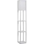 HOMCOM Stojací lampa elegantní stojací lampa se 3 policemi E27 do 40W pro obývací pokoj a ložnici E1 MDF akryl bílá 26x26x160cm | Aosom.de