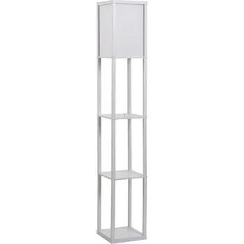 Stojací lampa HOMCOM Stojací lampa elegantní stojací lampa se 3 policemi E27 do 40W pro obývací pokoj a ložnici E1 MDF akryl bílá 26x26x160cm | Aosom.de