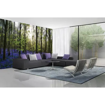 Fototapeta DIMEX | Samolepicí vliesová fototapeta na zeď Koberec z lesních zvonků MA-5-1909 | 375 x 250 cm | zelená, fialová, hnědá + Samolepicí vliesová fototapeta na stěnu DIMEX Koberec z lesních zvonků MA51909 v rozměru 375 x 250 cm