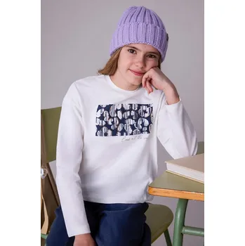 Bavlněné tričko s dlouhým rukávem Mayoral 7024.8G.Junior.9BYA bílá 00X, vel. 128