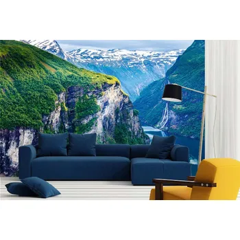 Fototapeta DIMEX | Samolepicí vliesová fototapeta na zeď Magická norská scenérie MA-5-1819 | 375 x 250 cm | zelená, modrá, bílá + Samolepicí vliesová fototapeta na stěnu DIMEX Magická norská scenérie MA51819 v rozměru 375 x 250 cm