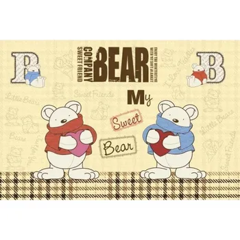 Fototapeta DIMEX | Samolepicí vliesová fototapeta na zeď Medvídek MA-5-0348 | 375 x 250 cm | modrá, červená, krémová, hnědá + Samolepicí vliesová fototapeta na stěnu DIMEX Medvídek MA50348 v rozměru 375 x 250 cm