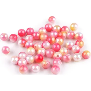 Korálek Plastové korálky s mermaid efektem Ø8 mm Balení: 20 g, Varianta: 2 růžová světlá - 8596475566834